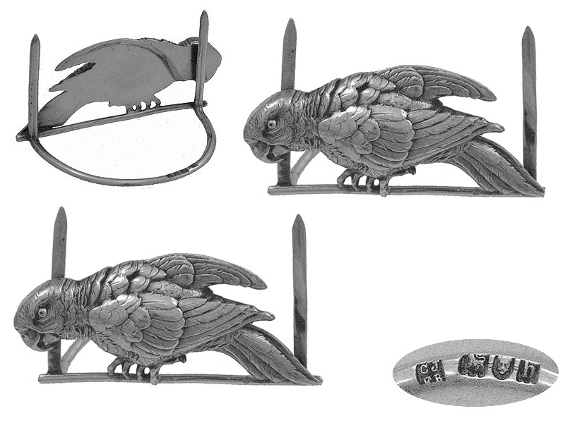 Pair of Parrot Menu Holders 1903